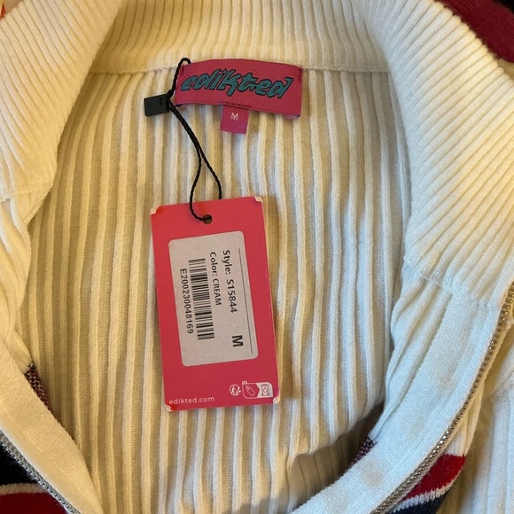 NWT Edikted Cream Ribbed Zip-Up Sweater Sz M - Picture 4 of 6